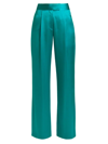 The Sei Pleated Satin Wide-leg Trousers In Aqua