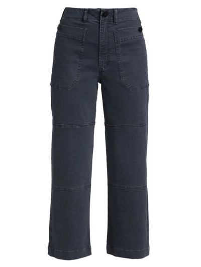 Frame Stretch Flared Leg Utility Jeans In Blue