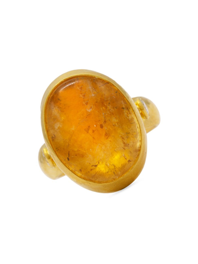 Gurhan Rune 24k Yellow Gold, Citrine, & Diamond Ring