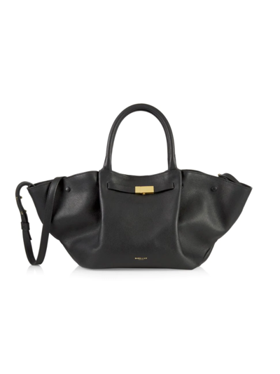 Demellier Midi New York Leather Tote In Black