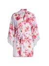 IN BLOOM WOMEN'S PHOEBE FLORAL SATIN LACE-TRIM dressing gown