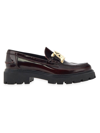 TOD'S WOMEN'S KATE CHAIN LEATHER LUG-SOLE LOAFERS