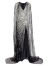 PAMELLA ROLAND WOMEN'S SEQUIN TULLE CAPED GOWN