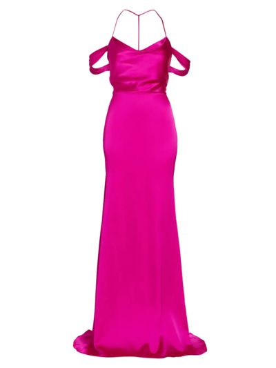 Vera Wang Bride Muriel Satin Open-back Gown In Fuchsia