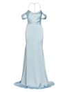Vera Wang Bride Muriel Satin Open-back Gown In Pale Blue