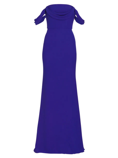 Vera Wang Bride Andree Draped Strapless Gown In Royal Blue