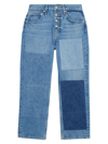 Maje Patchou Patchwork Cropped Denim Jeans In Blue
