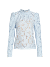 Wayf Emma Lace Blouse In Dusty Blue