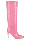 Paris Texas Moc Croco Tall Boots In Flamingo