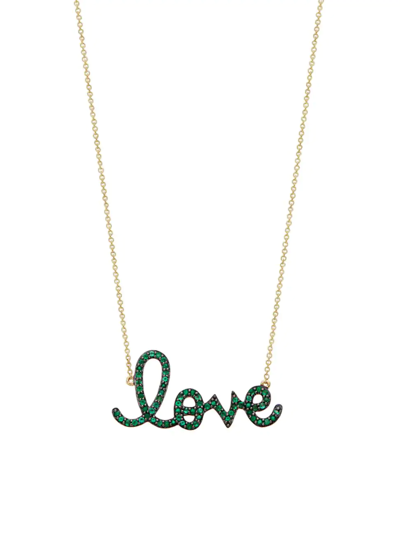 Sydney Evan Women's 14k Yellow Gold & Emerald "love" Pendant Necklace