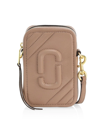 Marc Jacobs Logo Leather Phone Crossbody Bag In Dusty Beige