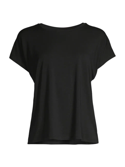 Eileen Fisher Slubby Organic Cotton Jersey Boxy Crewneck Top In Black