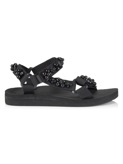 Arizona Love Women's Trekky Faux Pearl-embellished Sandals In Black Pearl