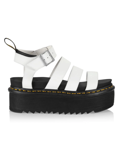 Dr. Martens' Blaire Quad Womens Leather Summer Platform Sandals In White