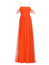 Vera Wang Bride Miriam Pleated Tulle Gown In Tangerine