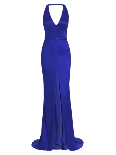 Vera Wang Bride Constance High Front Slit Gown In Royal Blue