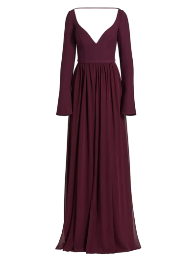 Vera Wang Bride Leonie V-neckline Gown In Burgundy