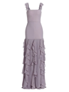 Vera Wang Bride Charlene Ruffle-embellished Gown In Pale Lavender