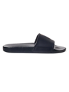 Polo Ralph Lauren Men's Leather Logo Slides In Hunter Navy