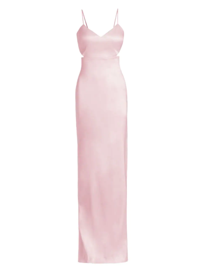 Vera Wang Bride Christine Satin Waist Cut-outs Gown In Pale Pink