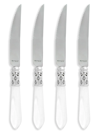 Vietri Aladdin Brilliant Aqua 4-piece Steak Knives Set In White