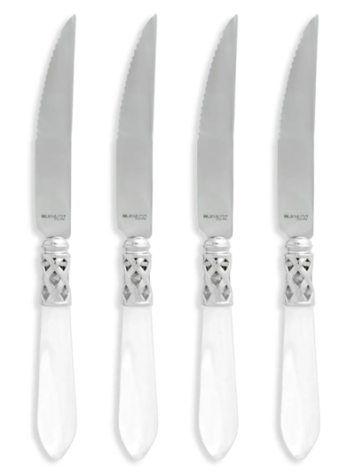 Vietri Aladdin Brilliant Aqua 4-piece Steak Knives Set In Clear