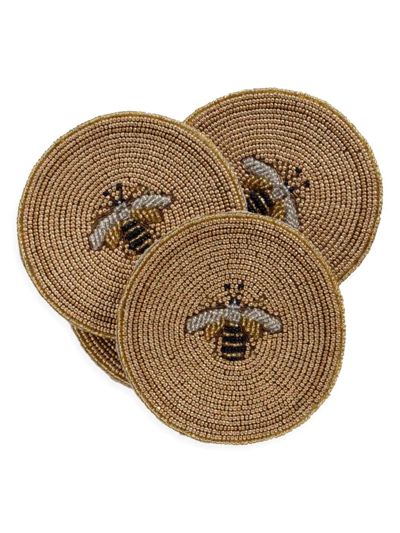 Joanna Buchanan Stripey Bee 4-piece Coaster Set In Gold