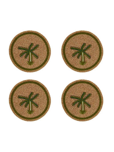 Joanna Buchanan Palm Tree Coasters 4-piece Set In Gold