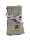 Joanna Buchanan Gold Trim Linen Dinner Napkins 2-piece Set In White
