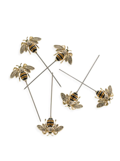 Joanna Buchanan Stripey Bee Cocktail Pick Set In Grey