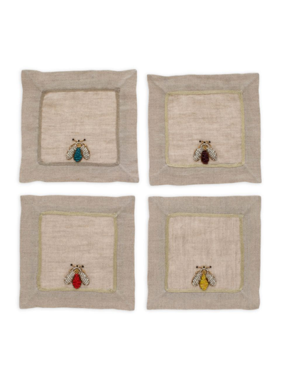 Joanna Buchanan Sparkle Bee Cocktail Napkins 4-piece Set In Neutral