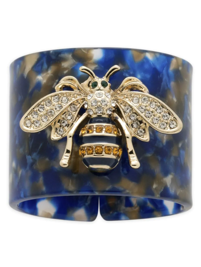 Joanna Bunchanan Stripey Bee Resin Napkin Rings 4-piece Set In Blue Tortoise