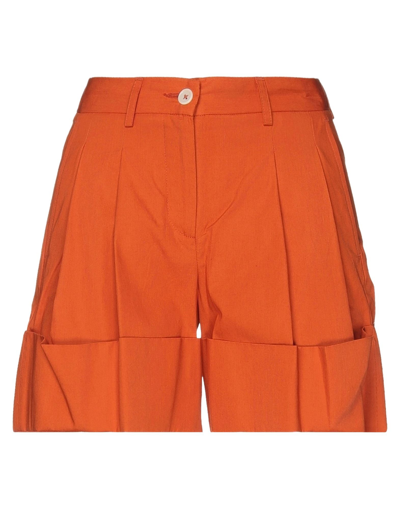 Jejia Woman Shorts & Bermuda Shorts Rust Size 4 Cotton In Red