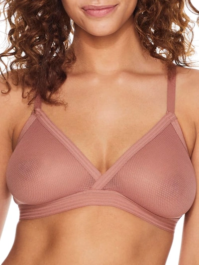 Dkny Sheer Stripe Bralette Dk7626 In Rosewood