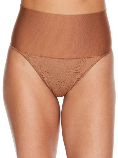 Maidenform Tame Your Tummy Lace Thong In Caramel Swing Lace