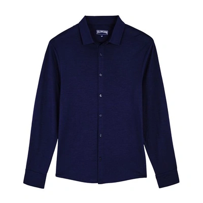 Vilebrequin Jersey Tencel Shirt Solid In Bleu_marine
