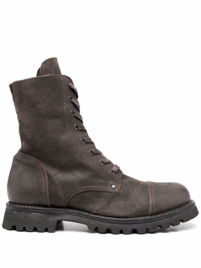 Moma Lace-up Leather Boots In Braun