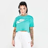 Nike Women's Sportswear Essential Cropped T-shirt In Washed Teal/white