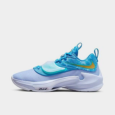 Nike Zoom Freak 3 Basketball Shoes In Dutch Blue/metallic Gold/ghost/dynamic Turquoise