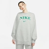 Nike Women's Sportswear Essentials Oversized Fleece Sweatshirt In Dark Grey Heather