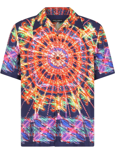 Dolce & Gabbana Kaleidoscope Print Short-sleeve Shirt In Luminarie