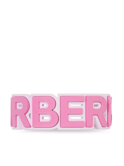 Burberry Rubberised Logo Cuff In Primrose Pink