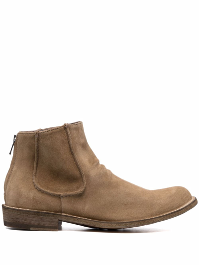 Officine Creative Seam Detail Suede Chelsea Boots In Nude