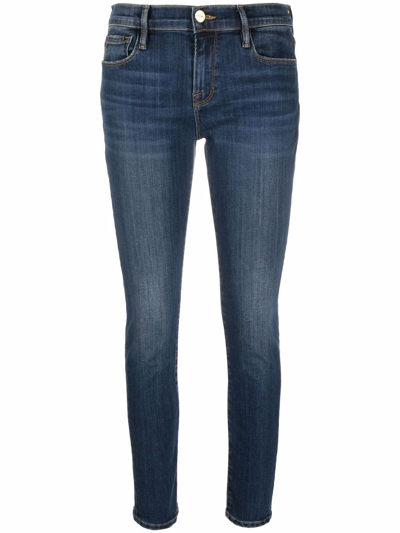 Frame Low-rise Skinny-cut Jeans In Blue