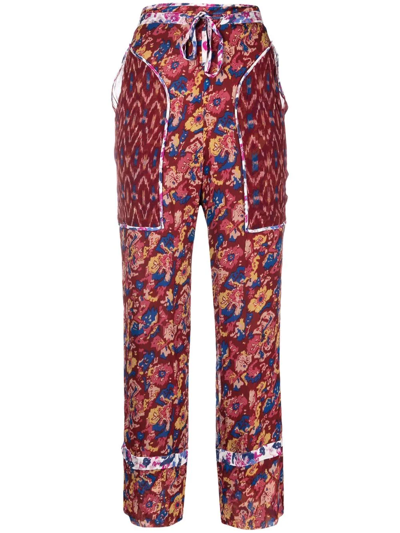 Isabel Marant Étoile Mix-print Straight-leg Ankle Trousers In Red
