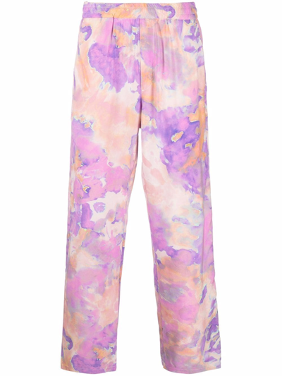 Msgm Tie-dye Print Sweatpants In Lilac