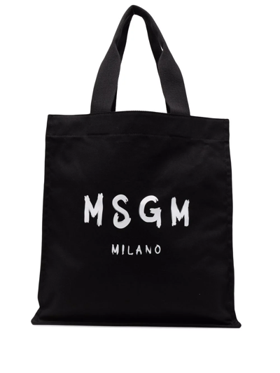 Msgm Logo-print Tote Bag In Black