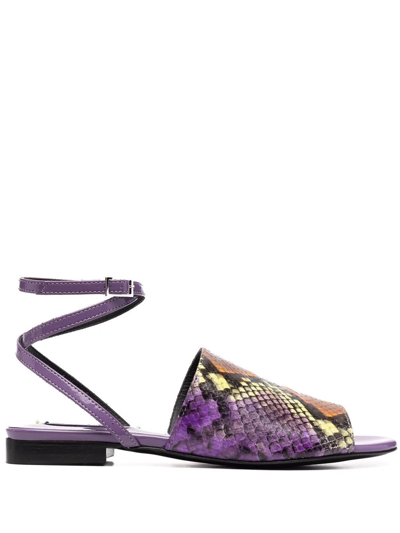 Msgm Python-print Sandals In Purple