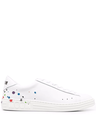 Msgm Paint-splatter Trainers In White