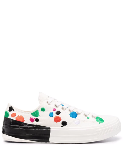 Msgm Paint-splatter Sneakers In White